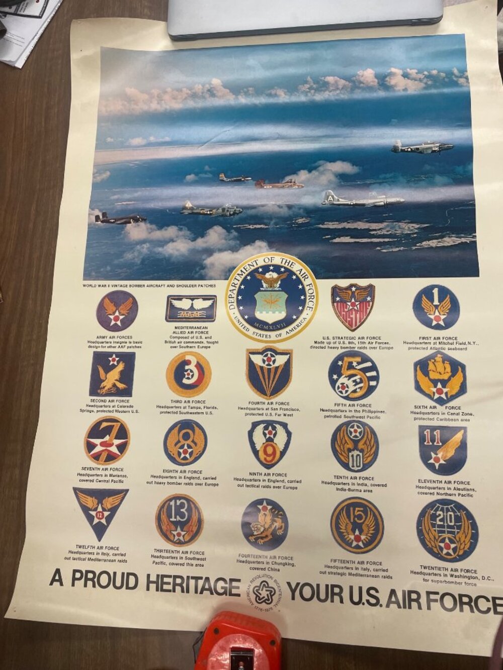 World War II U.S. Air Force Heritage Poster Featuring Vintage Bomber Aircraft &